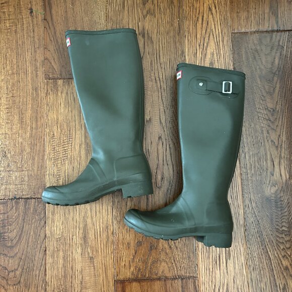 Hunter Women's Original Tall Green Knee-High Rain boots - Size 5 - Waterproof - Picture 1 of 6